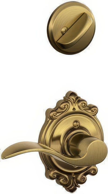 Schlage F94ACC609BRKRH antique brass dummy interior pack