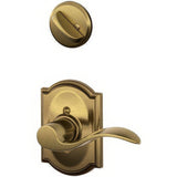 Schlage F94ACC609CAMLH F94-ACC-CAM-LH F-Series Accent Lever Left Hand Dummy Interior Pack Antique Brass
