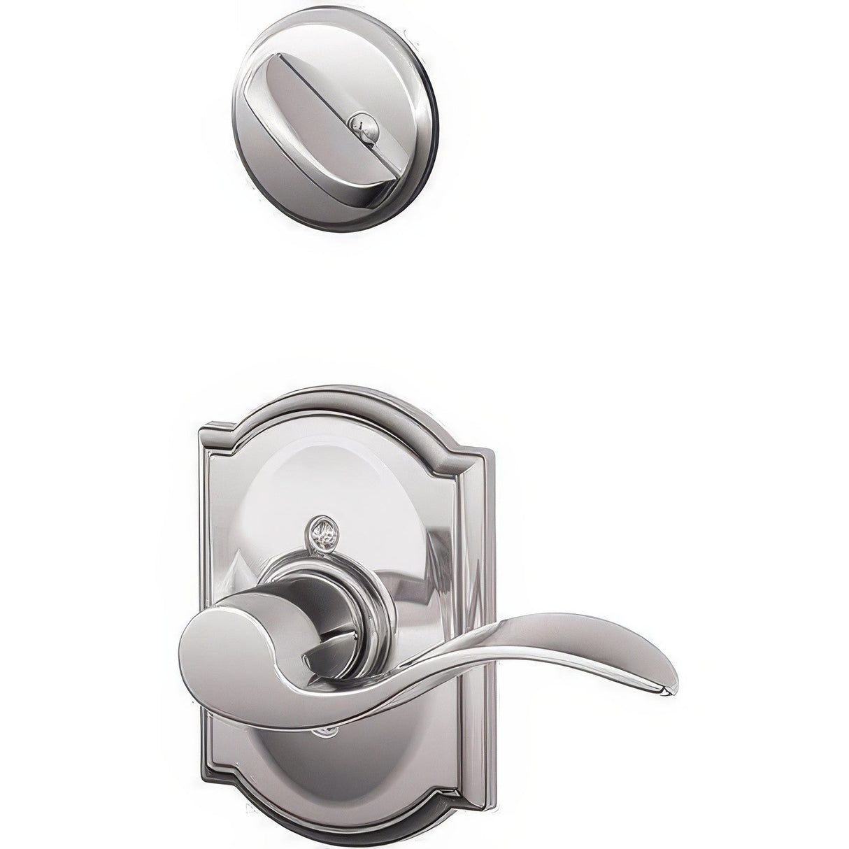 Schlage F94ACC625CAMLH F94-ACC-CAM-LH F-Series Accent Lever Left Hand Dummy Interior Pack Bright Chrome