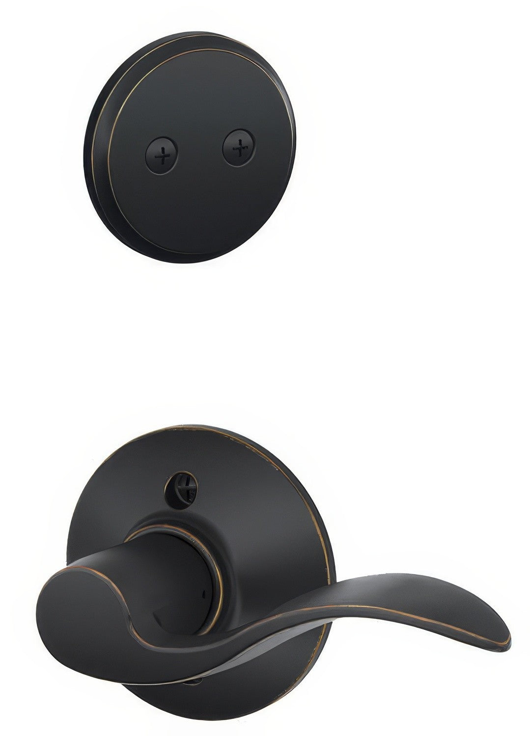Schlage F94ACC716LH F94-ACC-LH F-Series Accent Lever Left Hand Dummy Interior Pack Aged Bronze