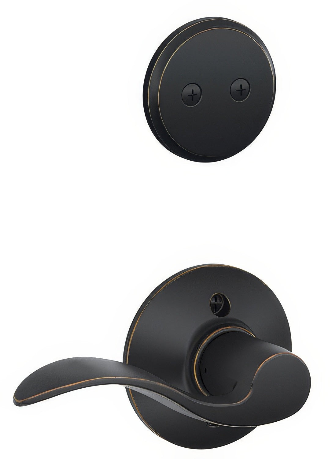 Schlage F94ACC716RH F94-ACC-RH F-Series Accent Lever Right Hand Dummy Interior Pack Aged Bronze