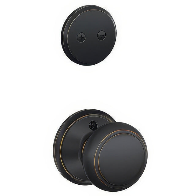 Schlage F94AND716 F94-AND Accents Series Andover Knob Dummy Interior Pack Aged Bronze