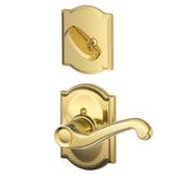 Schlage F94FLA605CAMLH F94-FLA-CAM-LH F-Series Flair Lever Left Hand Dummy Interior Pack Polished Brass
