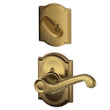 Schlage F94FLA609CAMLH F94-FLA-CAM-LH F-Series Flair Lever Left Hand Dummy Interior Pack Antique Brass