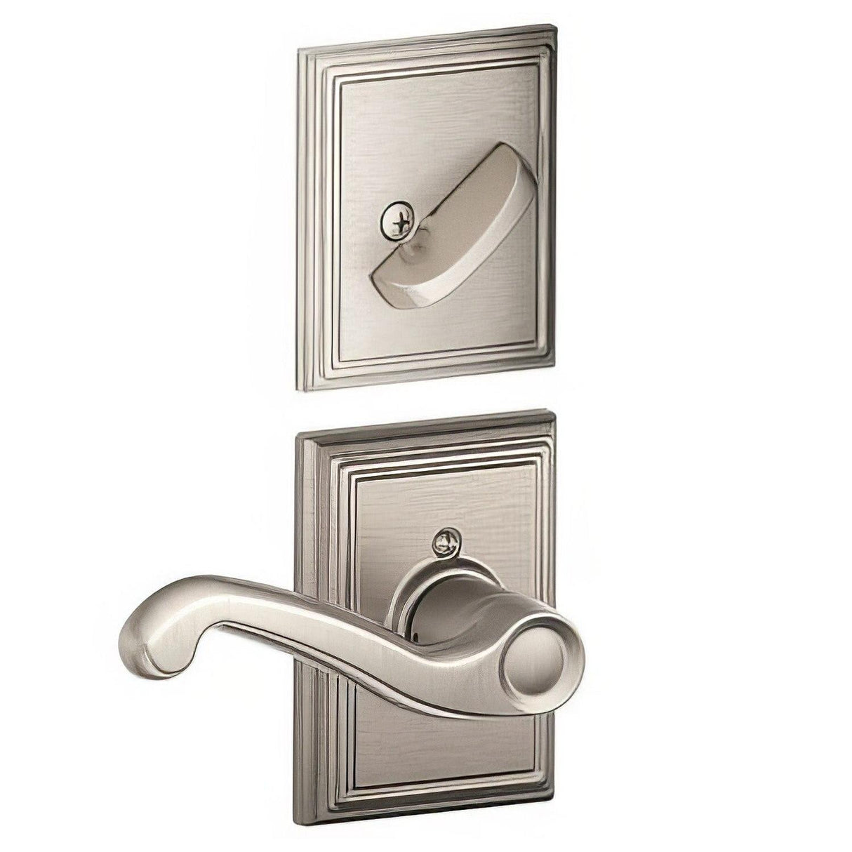 Schlage F94FLA619ADDRH F94-FLA-ADD-RH F-Series Flair Lever Right Hand Dummy Interior Pack Satin Nickel
