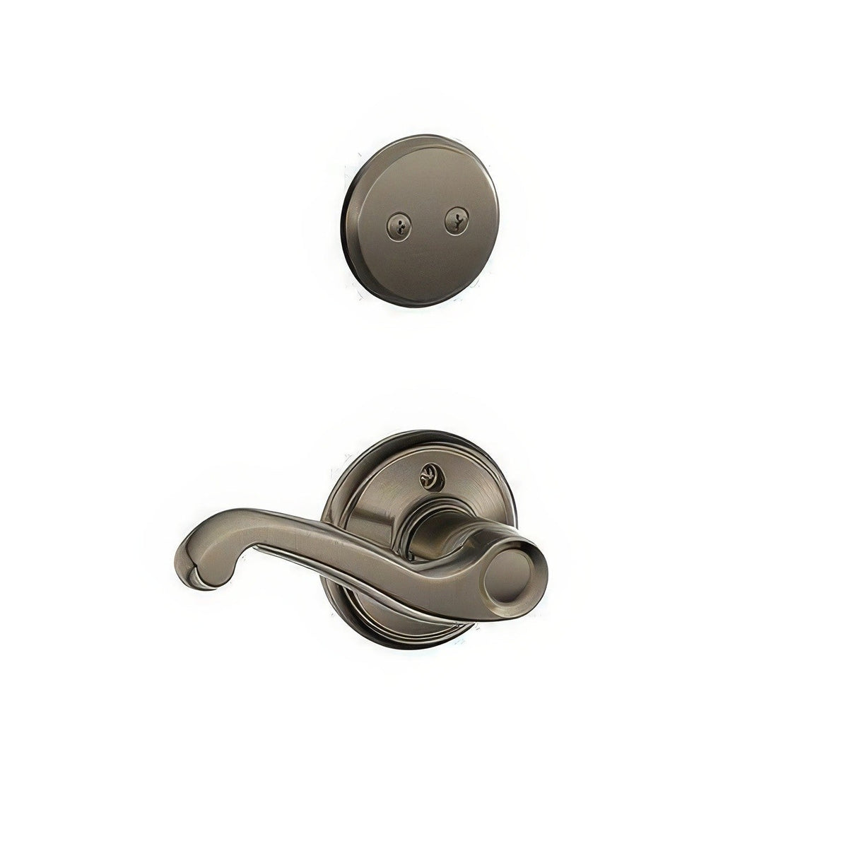 Schlage F94FLA620RH F94-FLA-RH Flair Lever Right Hand Dummy Interior Pack Antique Pewter