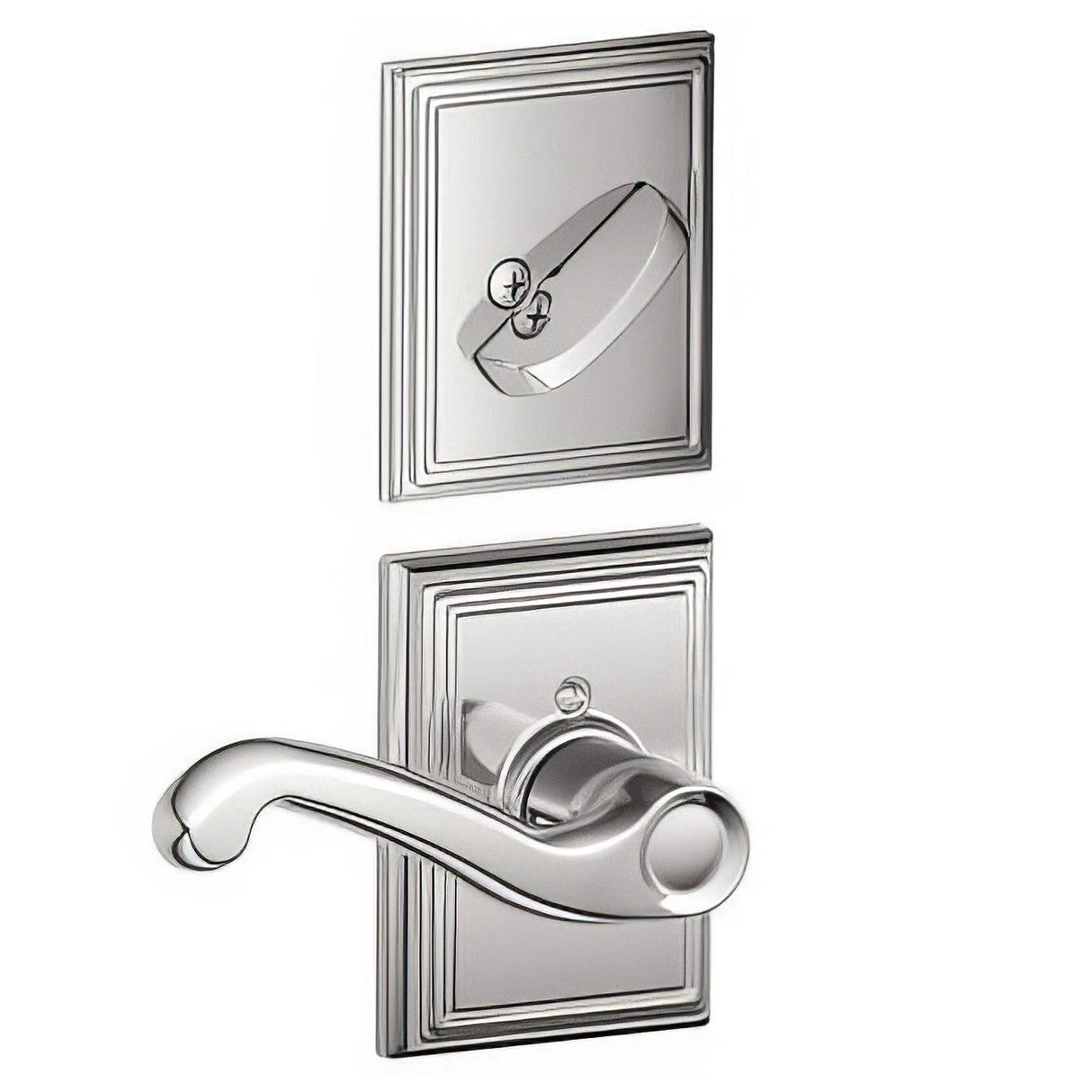 Schlage F94FLA625ADDRH F94-FLA-ADD-RH F-Series Flair Lever Right Hand Dummy Interior Pack Bright Chrome