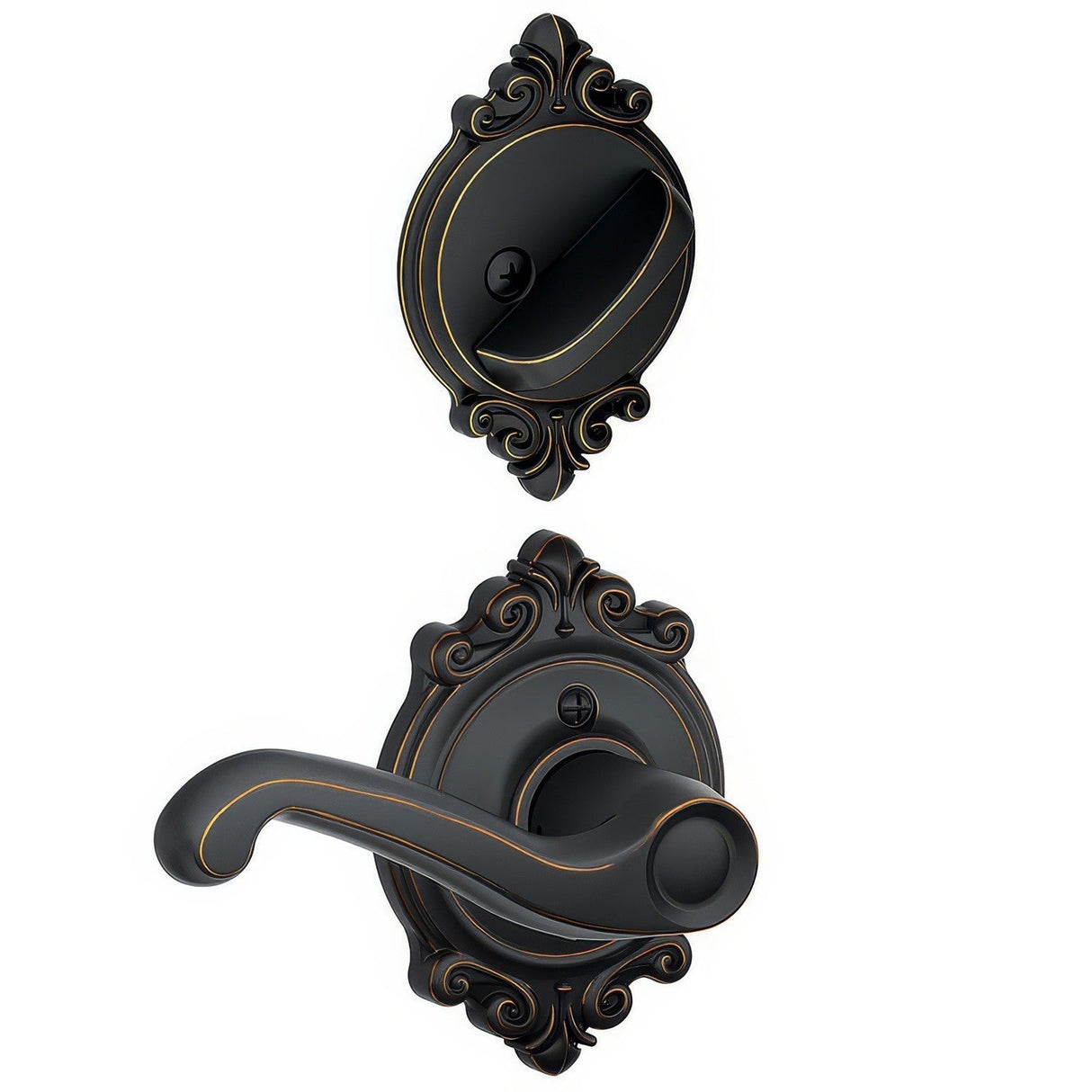 Schlage F94FLA716BRKRH F94-FLA-BRK-RH Flair Lever Right Hand Dummy Interior Pack Aged Bronze