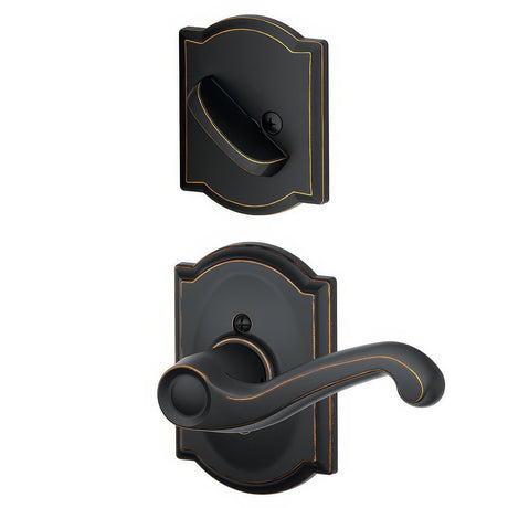 Schlage F94FLA716CAMLH F94-FLA-CAM-LH F-Series Flair Lever Left Hand Dummy Interior Pack Aged Bronze