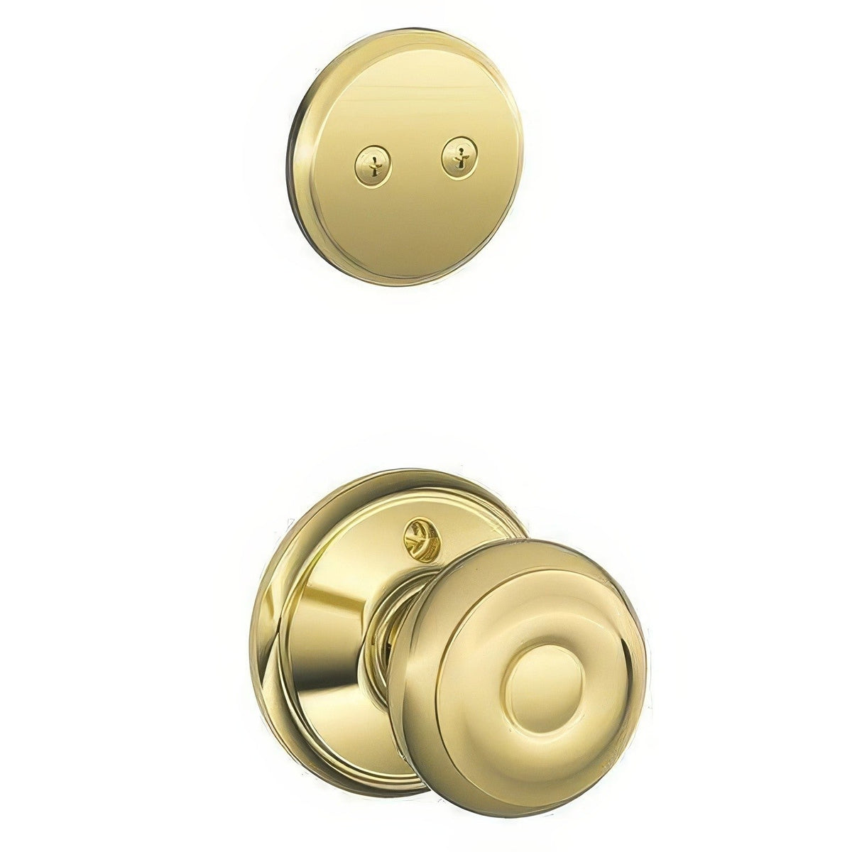 Schlage F94GEO605 F94-GEO Georgian Knob Dummy Interior Pack Polished Brass