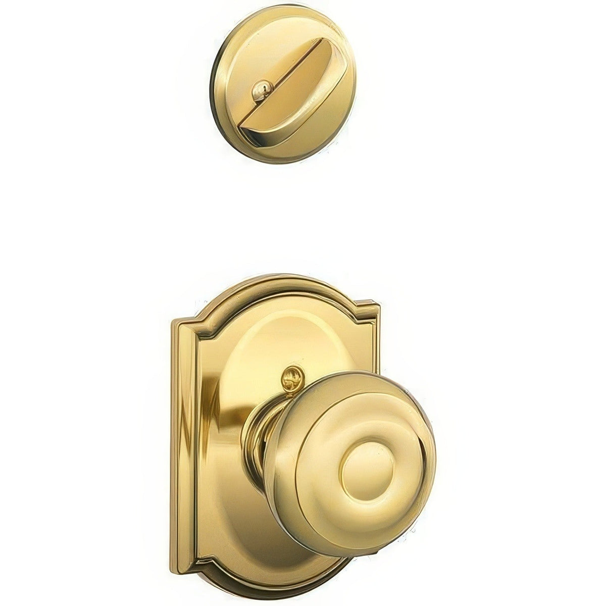 Schlage F94GEO605CAM F94-GEO-CAM F-Series Georgian Knob Dummy Interior Pack Polished Brass