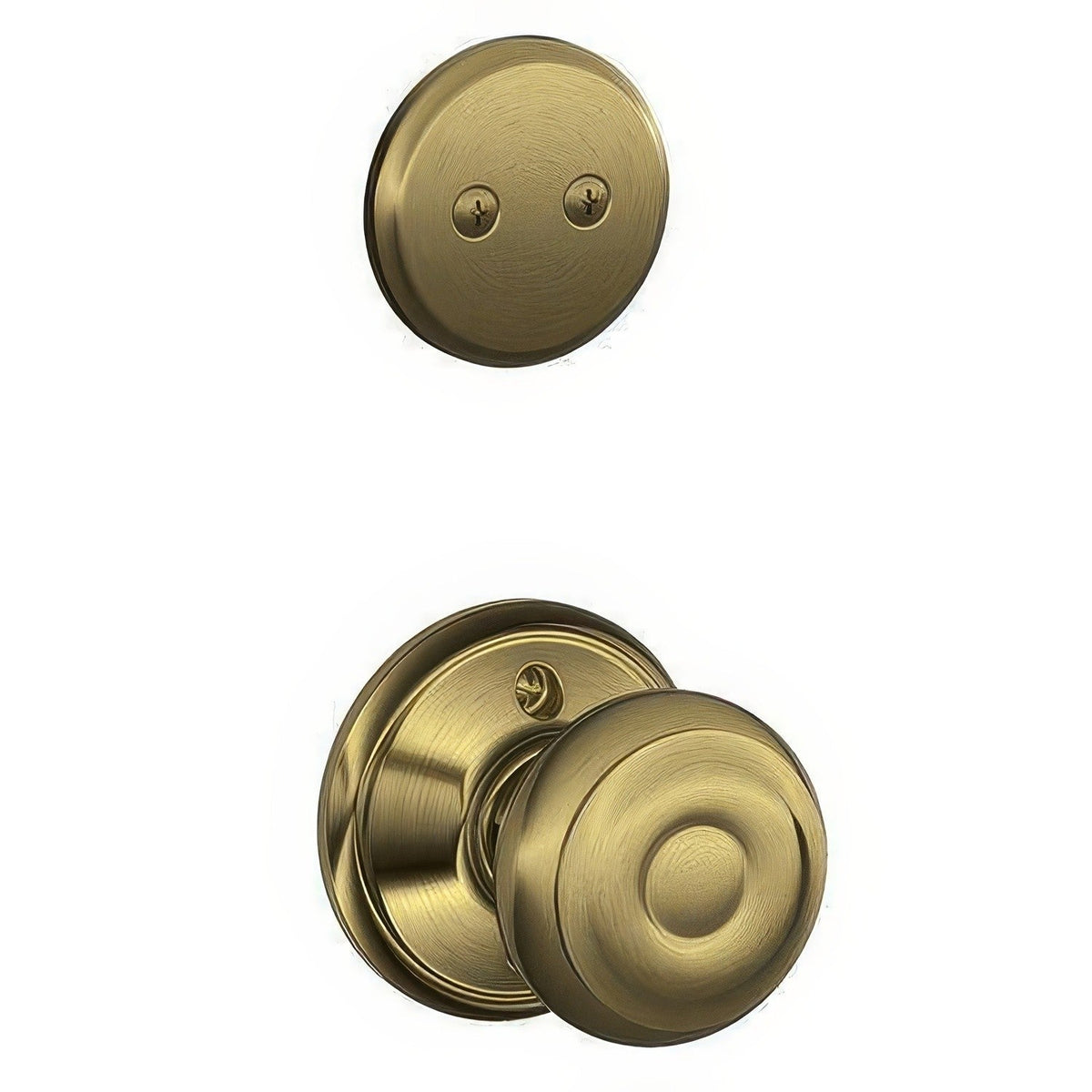 Schlage F94GEO609 F94-GEO Georgian Knob Dummy Interior Pack Antique Brass
