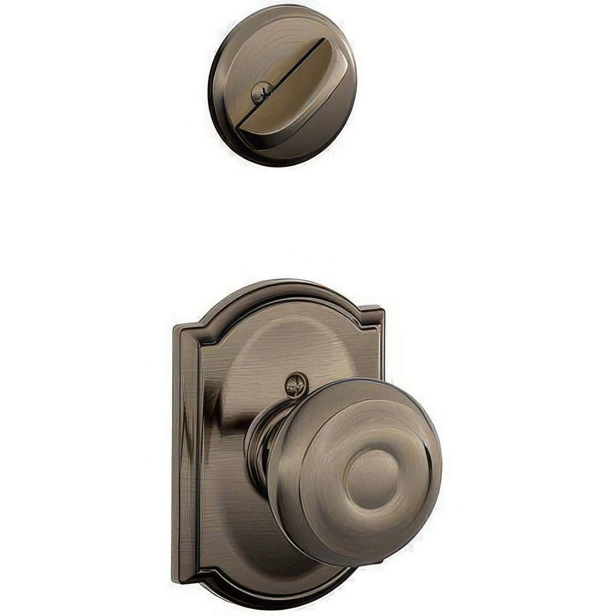 Schlage F94GEO620CAM F94-GEO-CAM F-Series Georgian Knob Dummy Interior Pack Antique Pewter
