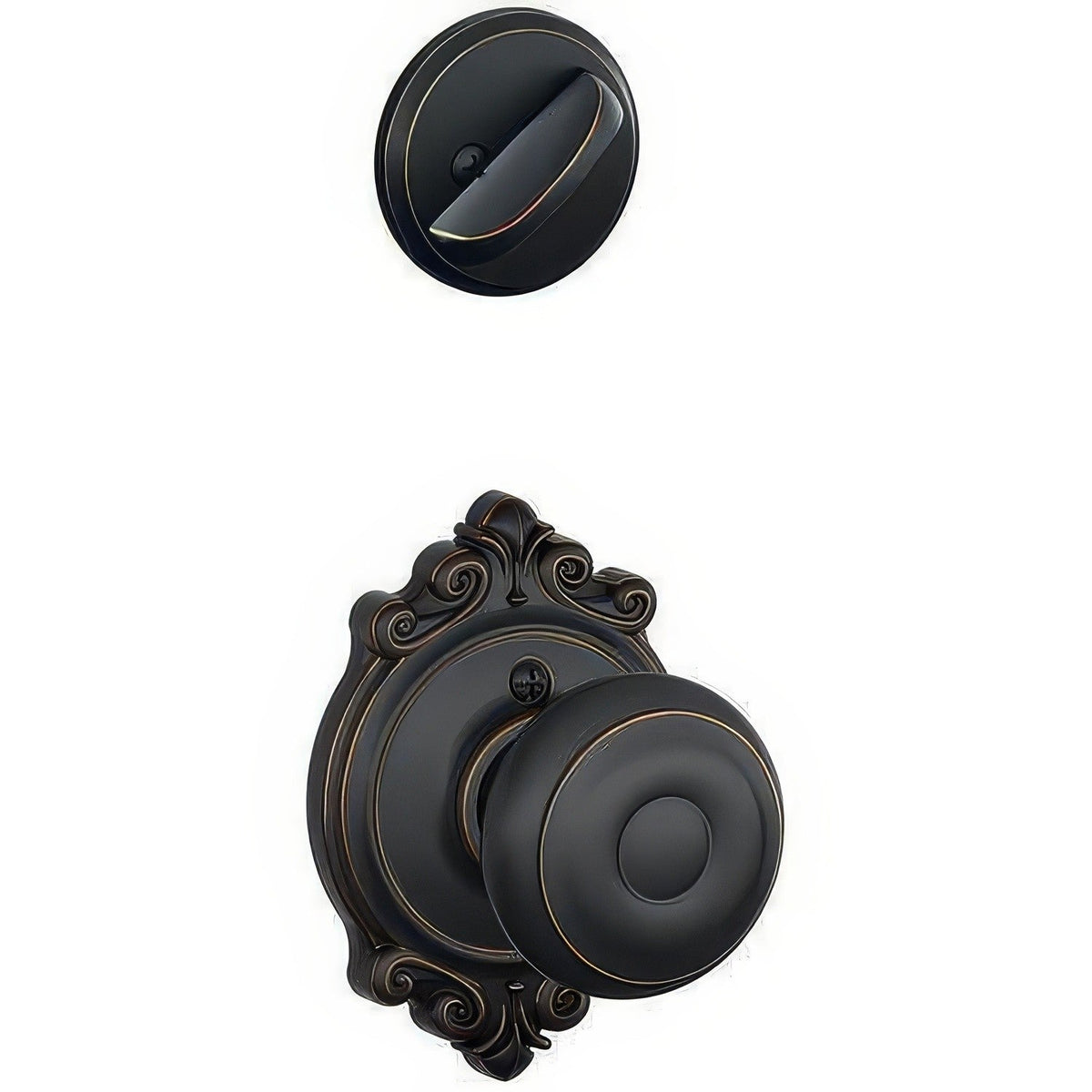 Schlage F94GEO716BRK F94-GEO-BRK F-Series Georgian Knob Dummy Interior Pack Aged Bronze