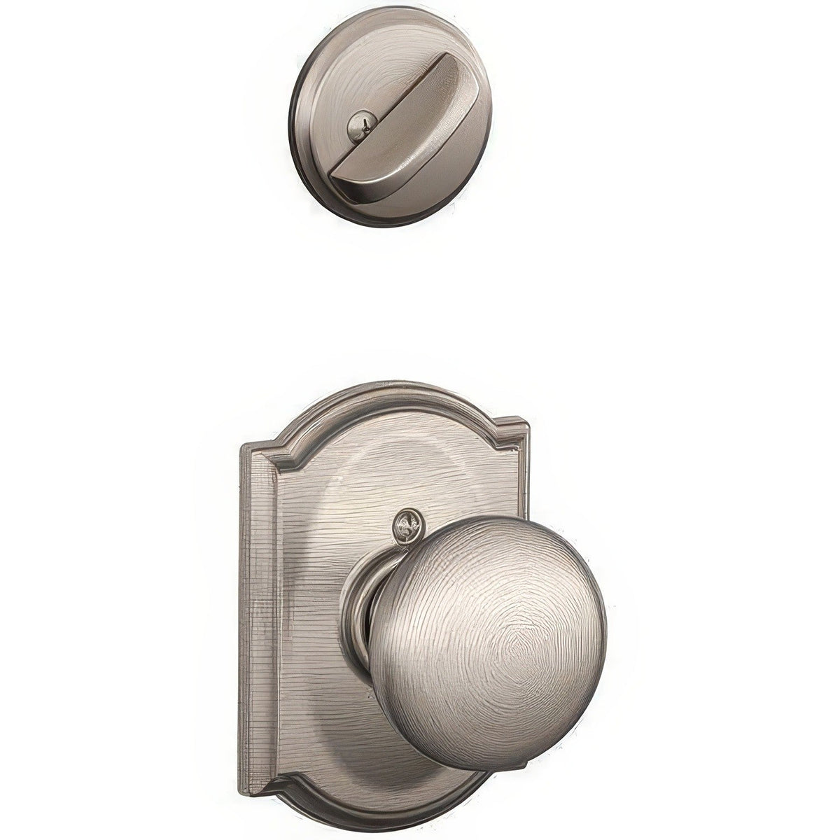 Schlage F94PLY619CAM F94-PLY-CAM F-Series Plymouth Knob Dummy Interior Pack Satin Nickel