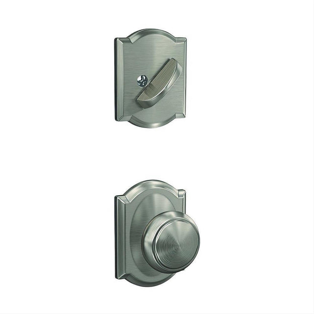 Schlage FC59AND619CAM FC59AND-CAM Custom Andover Knob with Camelot Rose Interior Active Trim Satin Nickel