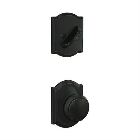 Schlage FC59AND716CAM FC59AND-CAM Custom Andover Knob with Camelot Rose Interior Active Trim Aged Bronze