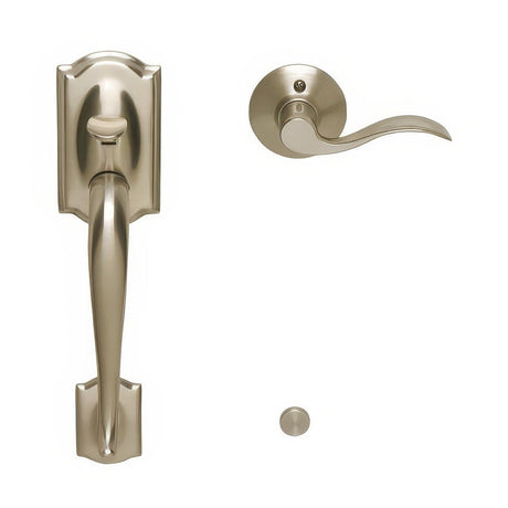 Schlage FE285CAM619ACCRH FE285CAM505ACCRH Electronic Security Camelot Lower Handleset with Accent Interior RH Lever Satin Nickel