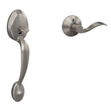 Schlage FE285PLY619ACCLH Plymouth entry handleset with Accent lever, left hand, Satin Nickel