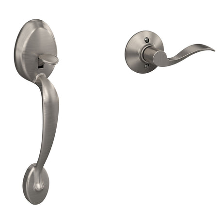 Schlage FE285PLY619ACCLH Plymouth entry handleset with Accent lever, left hand, Satin Nickel