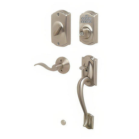 Schlage FE365CAM619ACCRH FE365-CAM-ACC-RH Camelot Right Hand Electronic Handleset Satin Nickel