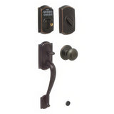 Schlage FE365CAM716GEO FE365-CAM-GEO Camelot Electronic Handleset with Georgian Knob Aged Bronze
