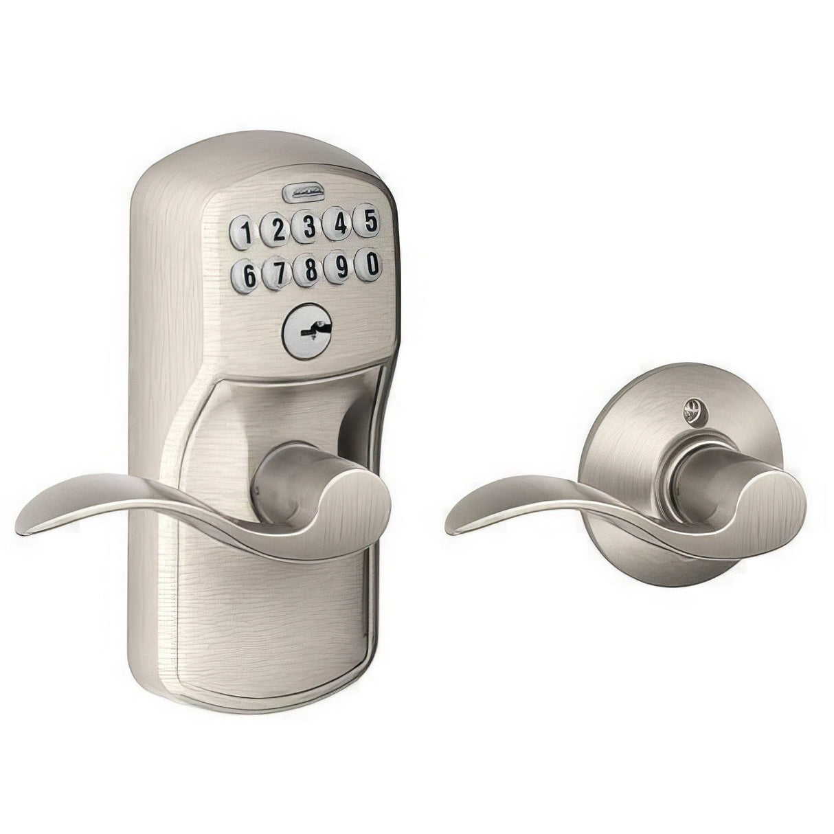 Schlage FE575PLY619ACC FE575-PLY-ACC Electronic Security Plymouth Keypad Entry Door Knob Satin Nickel