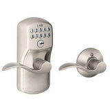 Schlage FE575PLY619ACC FE575-PLY-ACC Electronic Security Plymouth Keypad Entry Door Knob Satin Nickel