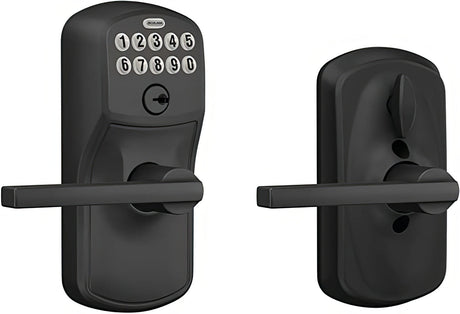 Schlage FE595PLY622ACC matte black keypad entry door lever