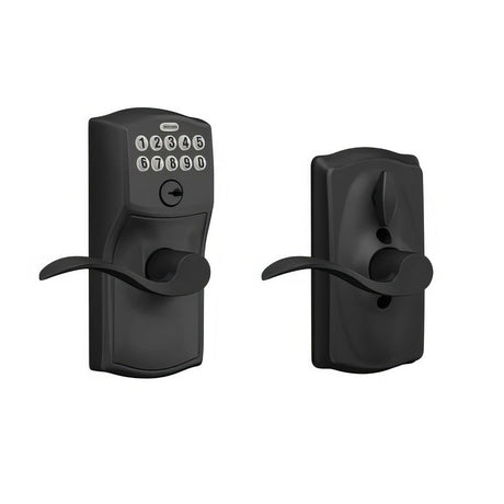Schlage FE595CAM622ACC FE595-CAM-ACC Electronic Security Camelot Keypad Entry Door Lever Matte Black