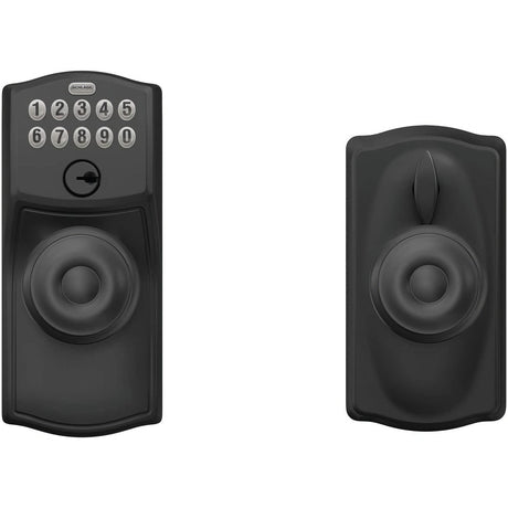 Schlage FE595CAM622GEO FE595-CAM-GEO Electronic Security Camelot Keypad Entry Door Knob Matte Black