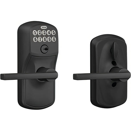 Schlage FE595PLY622ACC FE595-PLY-ACC Electronic Security Keypad Entry Door Lever Matte Black