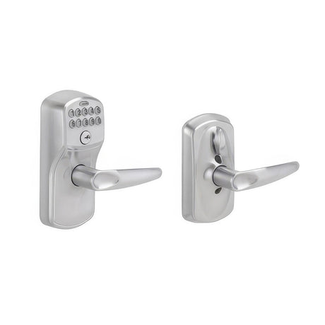 Schlage FE595PLY626JAZ Plymouth Keypad Entry Door Lever Satin Chrome