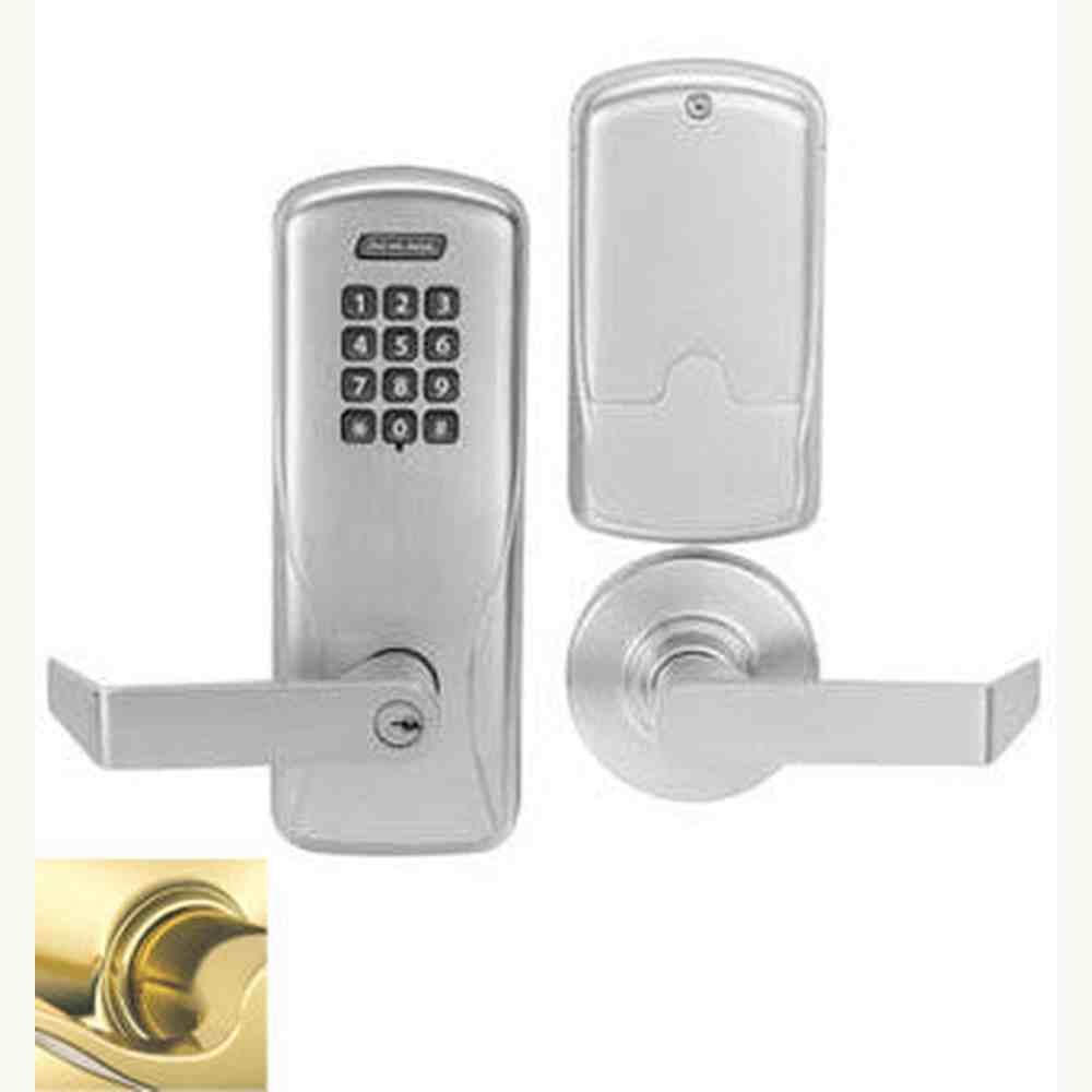 Schlage CO200CY70KPRHO605 polished brass keypad entry door lever