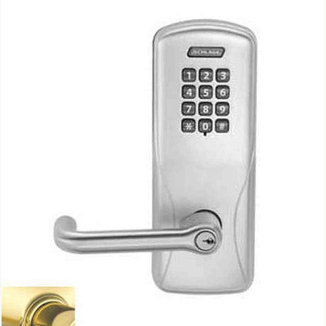 Schlage CO200MS70KPTLR605 polished brass keypad entry door lever