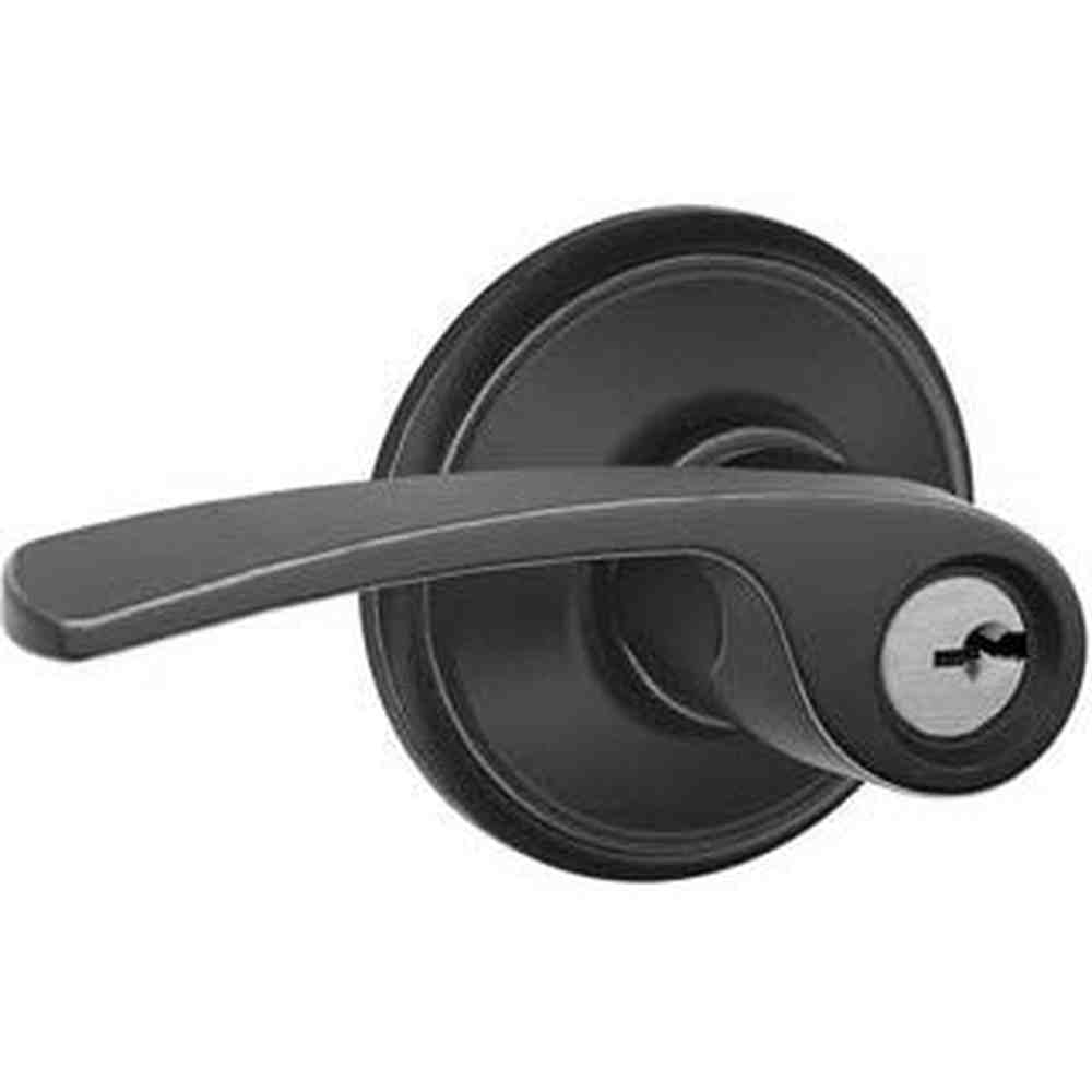Schlage F80MER622LH matt black storeroom door lever