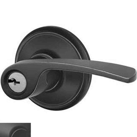 Schlage F80MER622RH matte black storeroom door lever