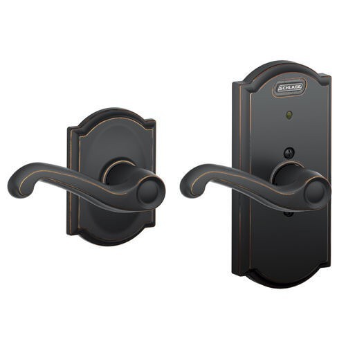 Schlage FE10FLA619CAM satin nickel passage door lever