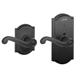 Schlage FE10FLA619CAM satin nickel passage door lever