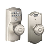 Schlage FE576CAM716GEO aged bronze keypad entry door knob