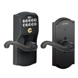 Schlage FE576CAM619FLA satin nickel keypad entry door lever