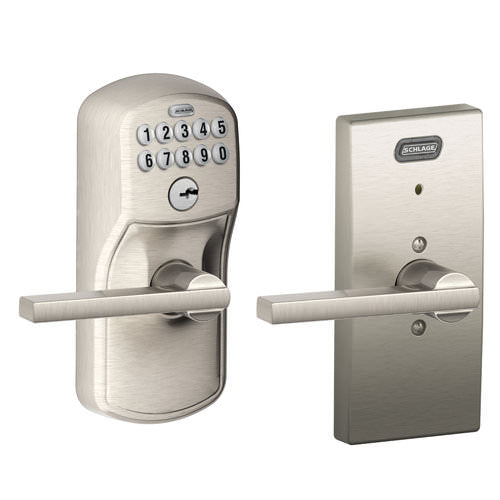 Schlage FE576CEN625LAT polished chrome keypad entry door lever