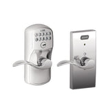 Schlage FE576CEN619ACC satin nickel keypad entry door lever