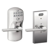 Schlage FE576CEN619LAT satin nickel keypad entry door lever