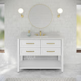 Jeffrey Alexander Kipling 49" White Single Sink Bathroom Vanity with White Carrara Marble Top - Single-Hole Faucet Top