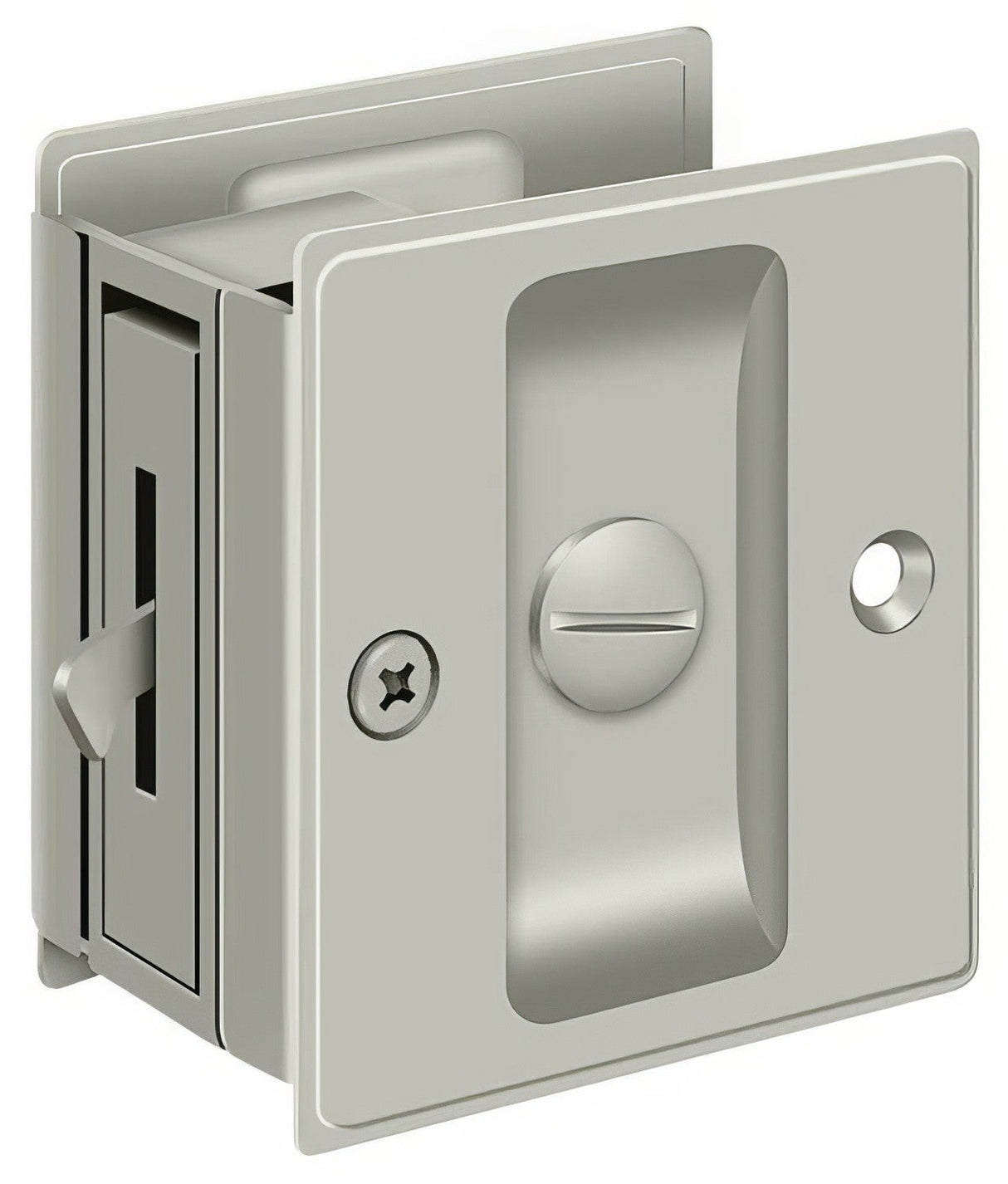 Deltana SDL25U15A privacy pocket door lock in satin stainless, additional view