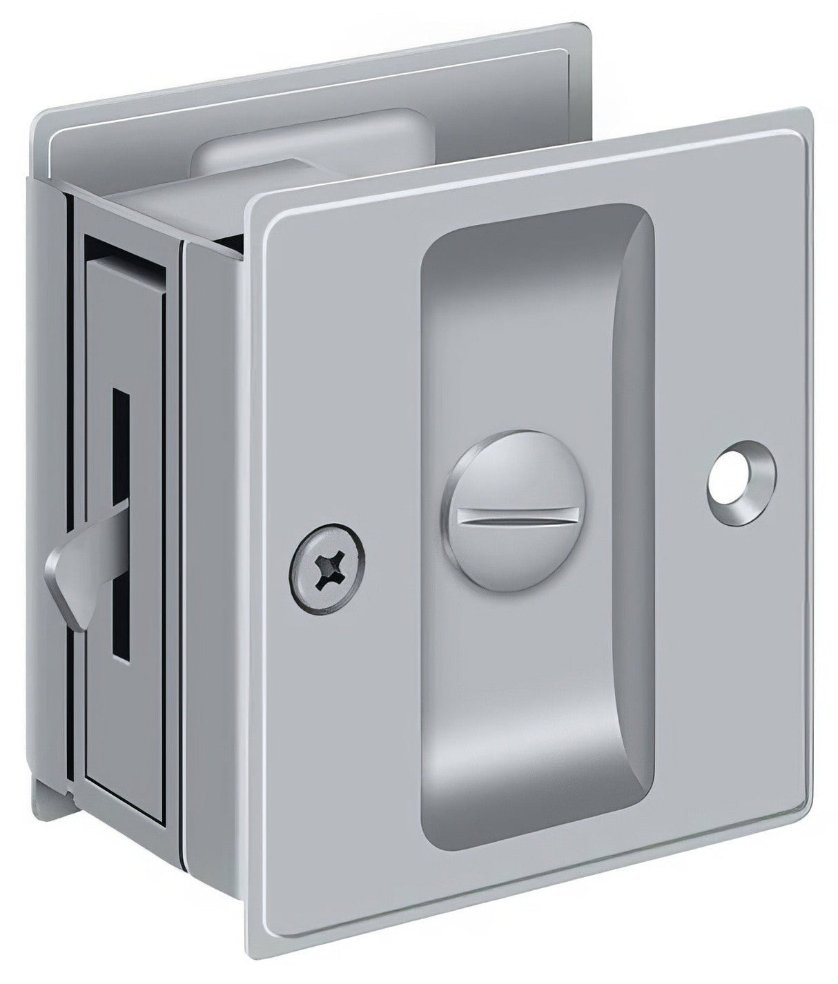 Deltana SDL25U26D brushed chrome privacy pocket door lock