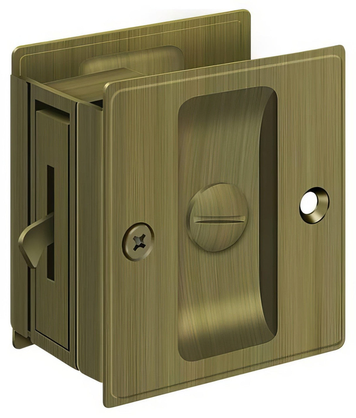 Deltana SDL25U5 antique brass privacy pocket door lock
