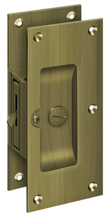 Deltana SDL60U5 antique brass privacy pocket door lock