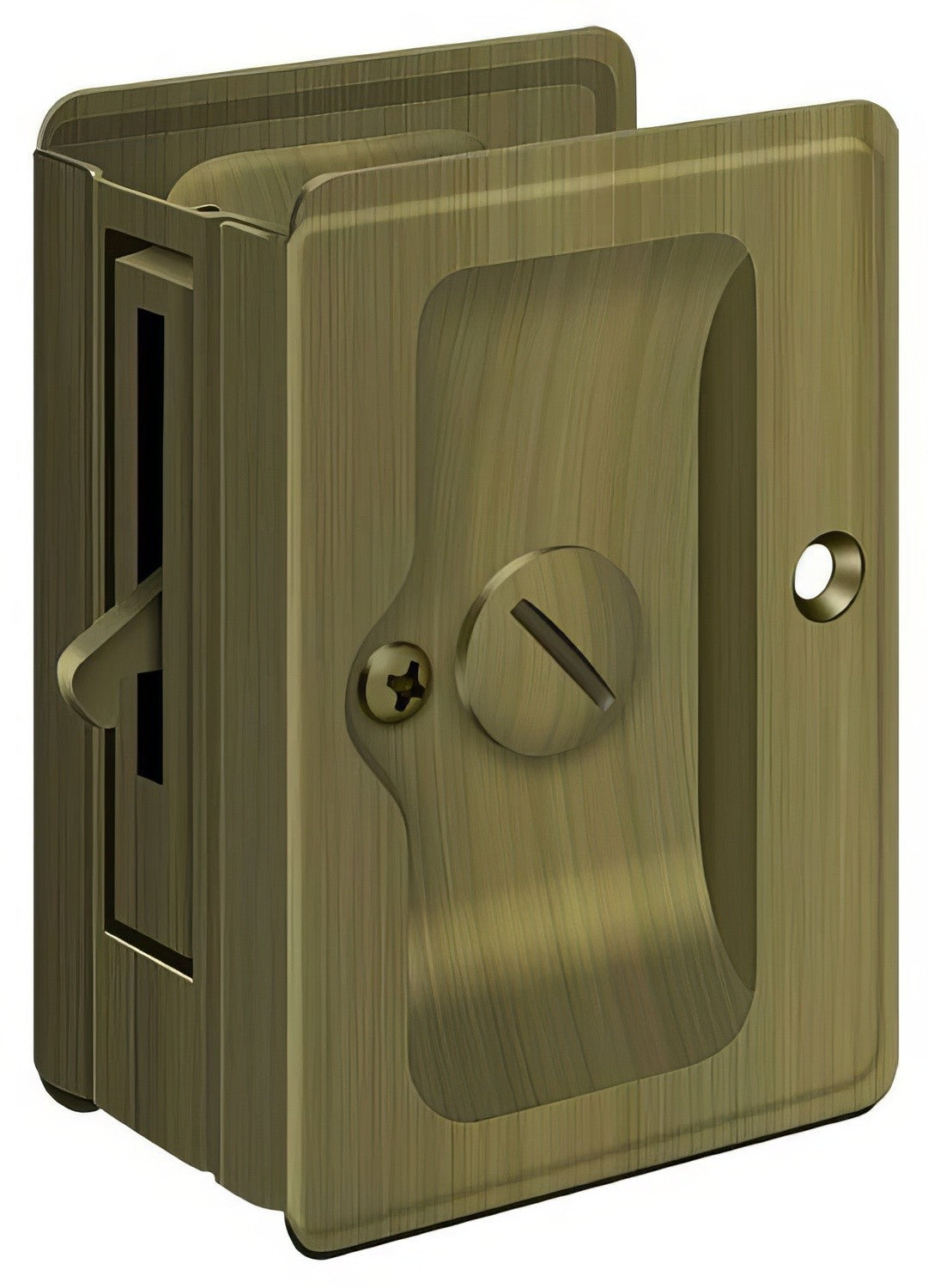 Deltana SDLA325U5 antique brass privacy pocket door lock